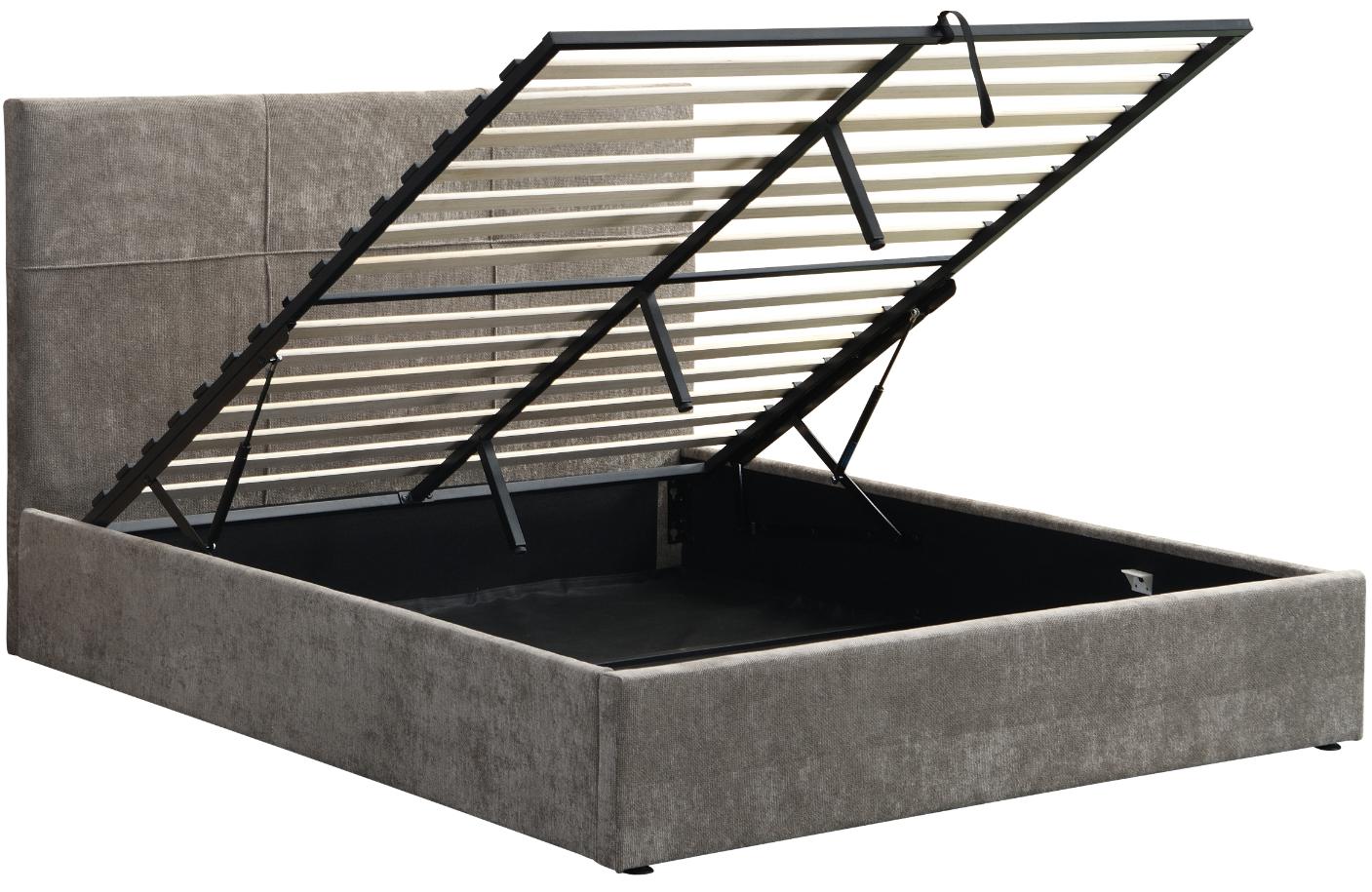 Επενδυμένο κρεβάτι Raziel-Καφέ-160x200-Lift-Storage