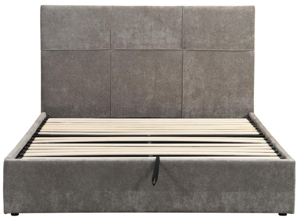 Επενδυμένο κρεβάτι Raziel-Καφέ-160x200-Lift-Storage