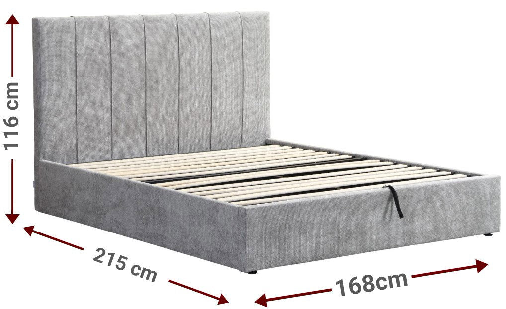 Επενδυμένο κρεβάτι Denzel-Γκρι-160x200-Lift-Storage