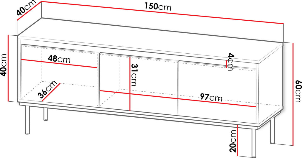 Έπιπλο τηλεόρασης Carmesi 3D-Leuko-Xriso