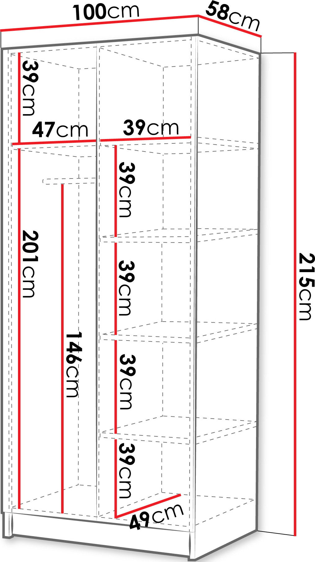 Ντουλάπα Bono II Δίφυλλη-Gkri-Mauro