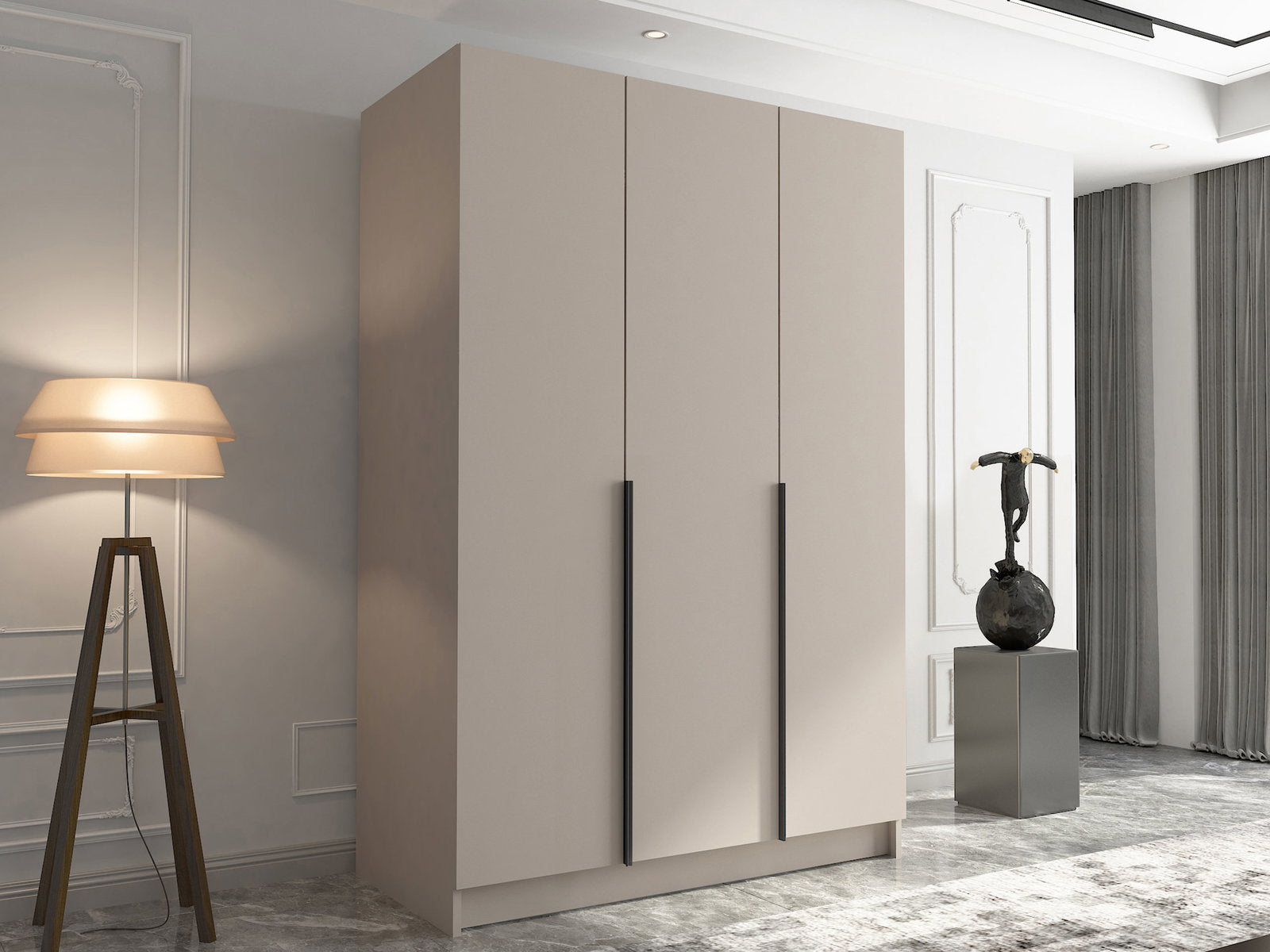 Ντουλάπα Calia I Τρίφυλλη-Κασμίρ - Μαύρο