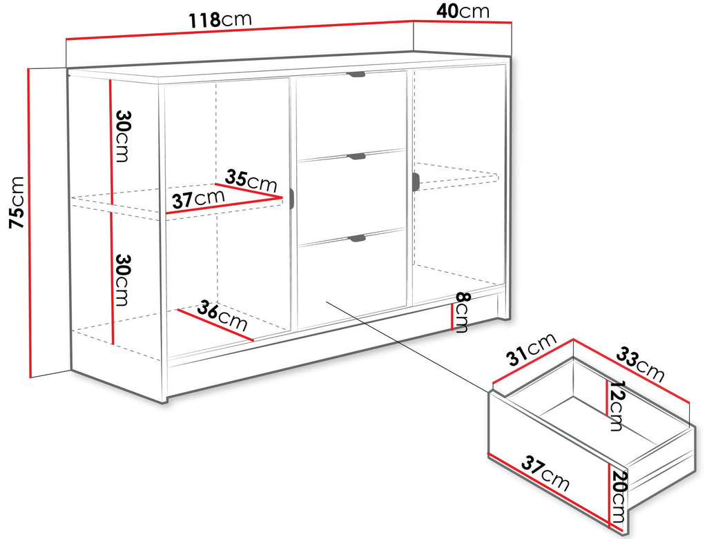 Συρταριέρα Tireno 2D3SZ-Mpez