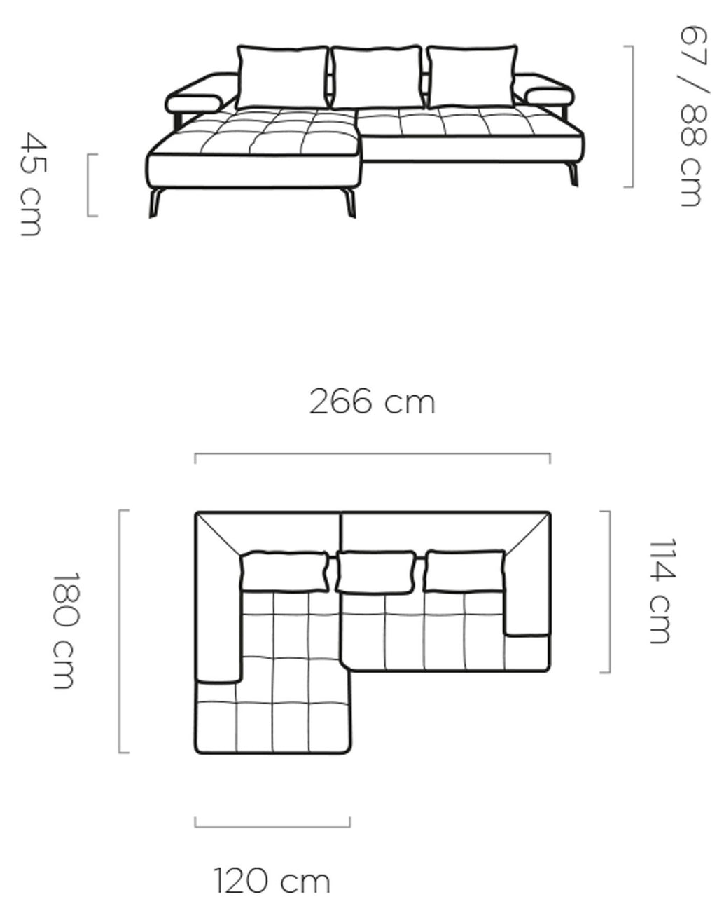 Γωνιακός καναπές Model Mini-Gkri-Αριστερή
