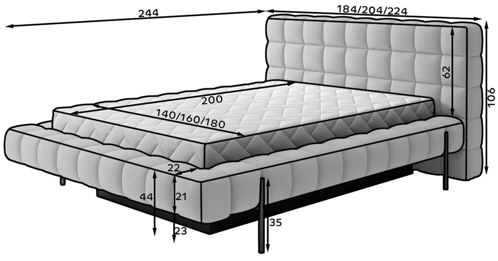Επενδυμένο κρεβάτι Cloud-Mple-140 x 200