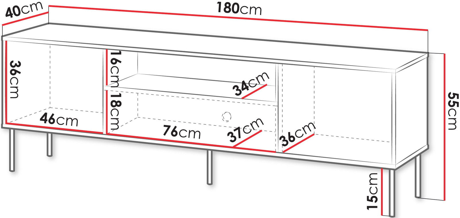 Έπιπλο τηλεόρασης Tresse 180 EF