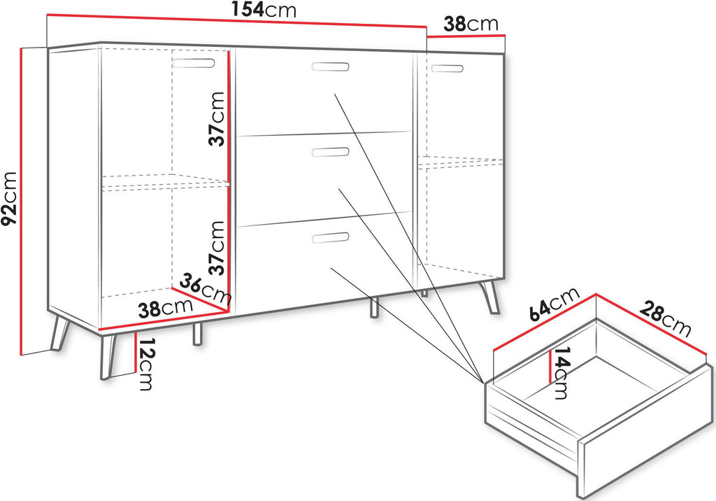 Μπουφές Picru 2D3SZ-Leuko Gualistero