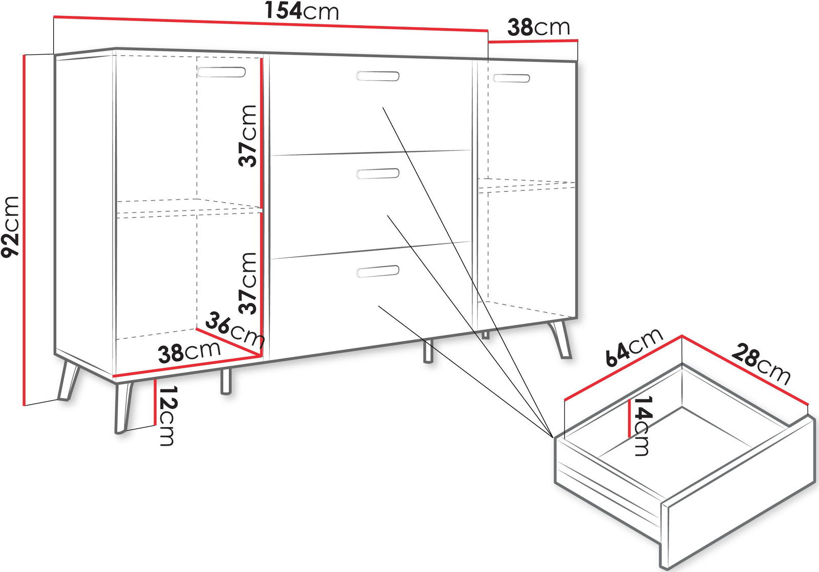 Μπουφές Picru 2D3SZ-Leuko Gualistero