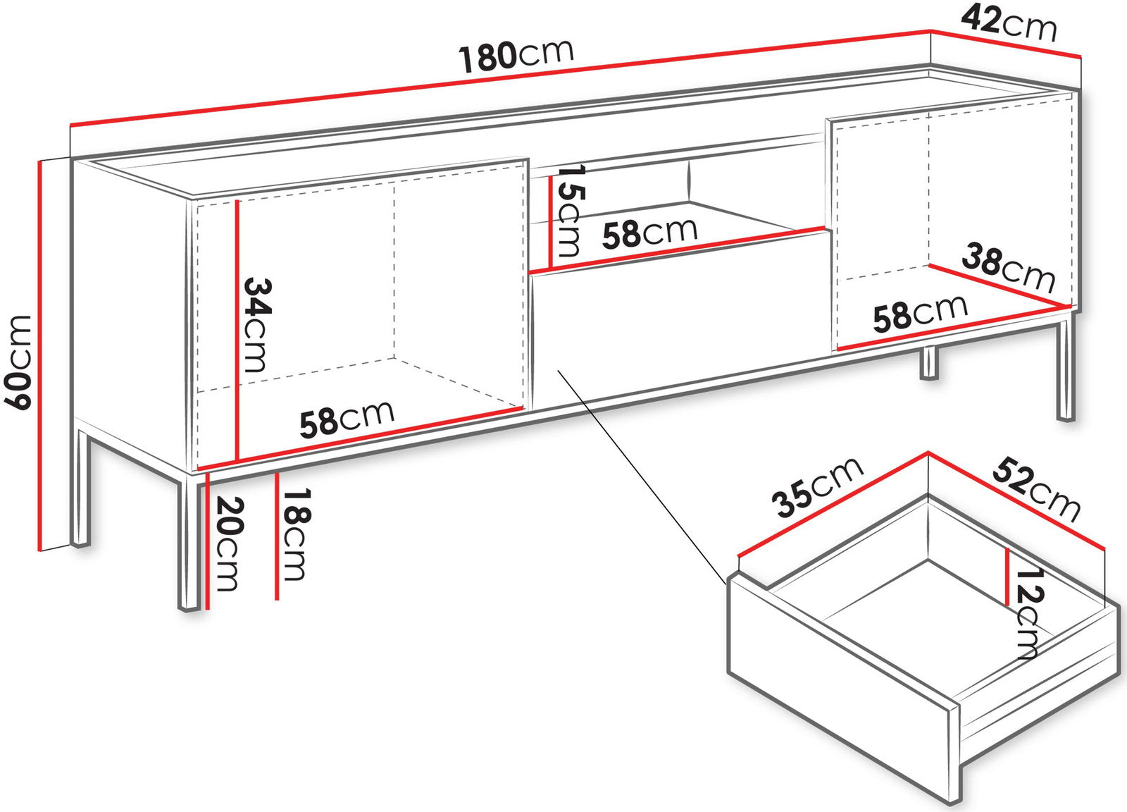 Έπιπλο τηλεόρασης Como 2D1SZ