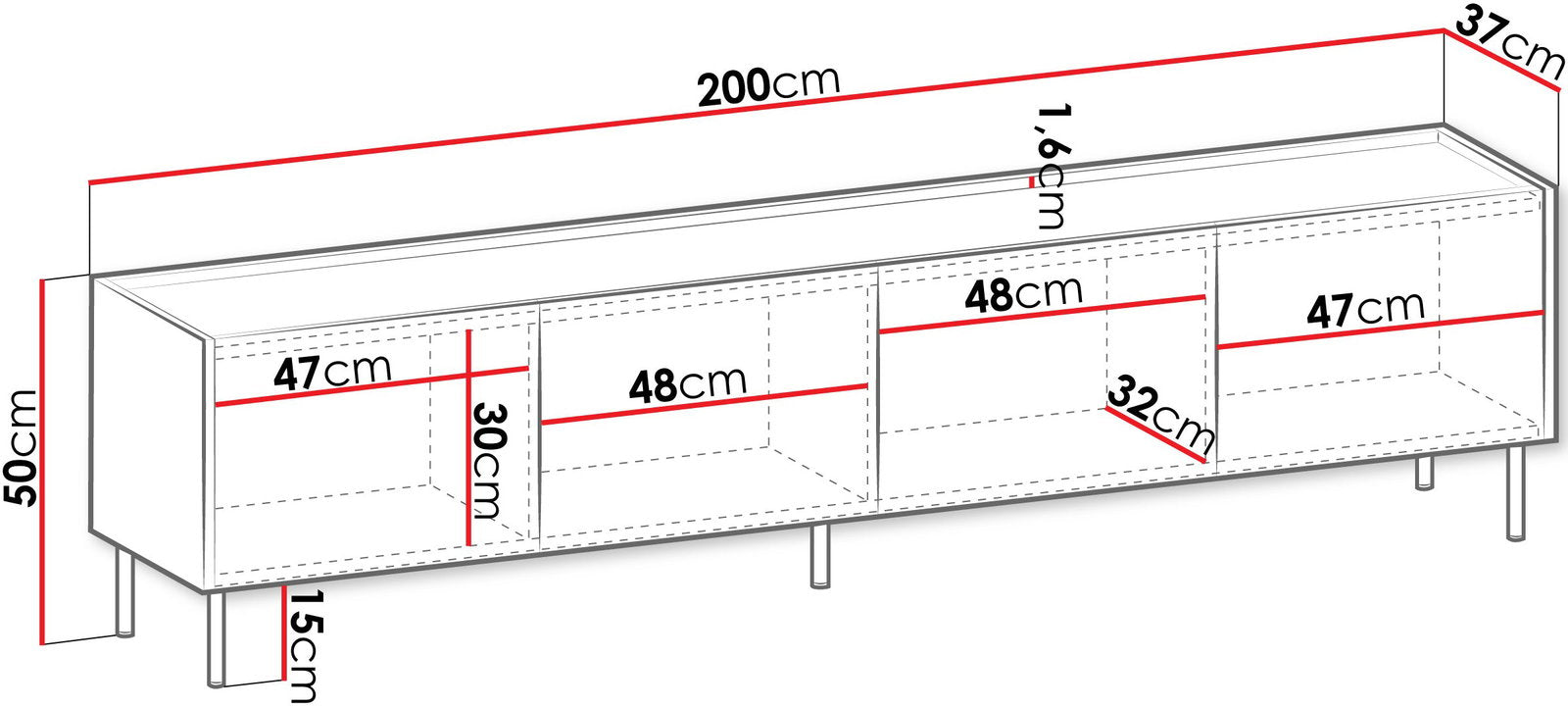 Έπιπλο τηλεόρασης Tewos 4D