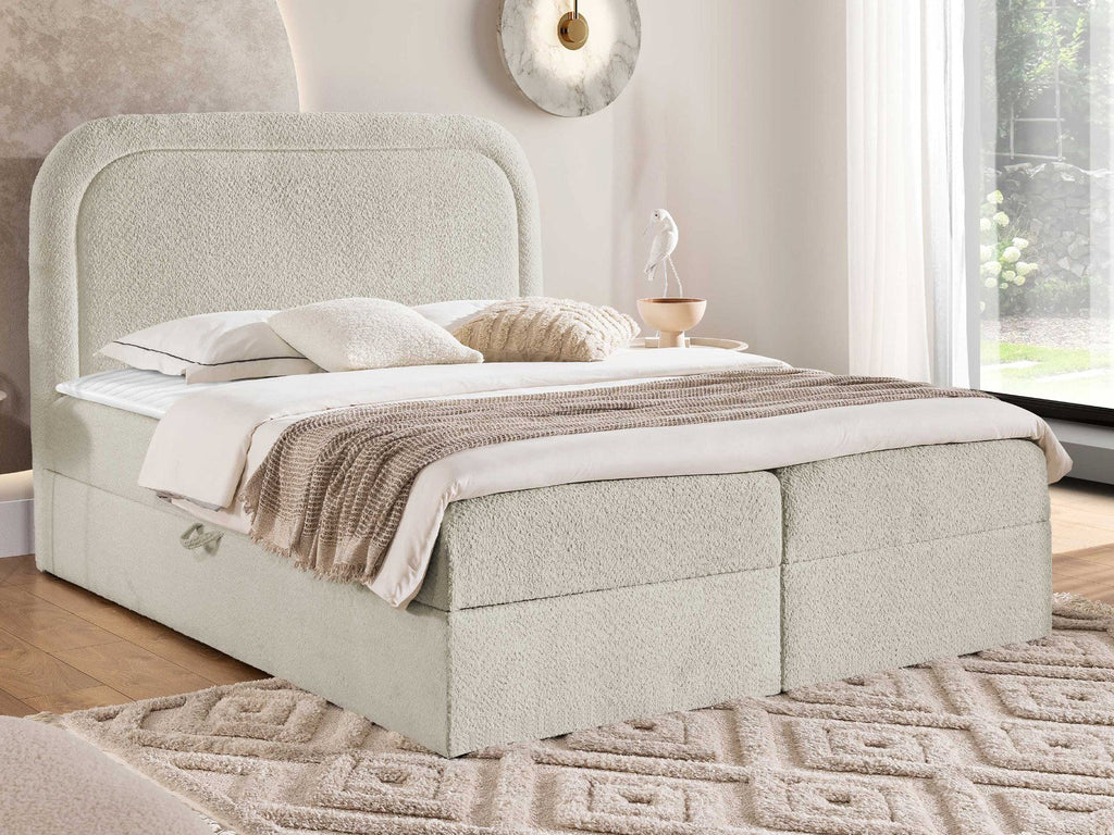 Επενδυμένο κρεβάτι Bonito-Beige-160 x 200