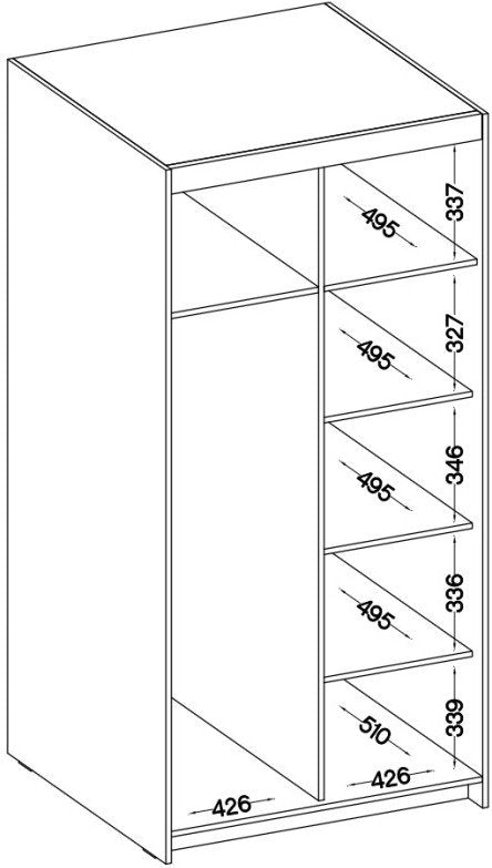 Ντουλάπα Ester 2D1L δίφυλλη-Leuko