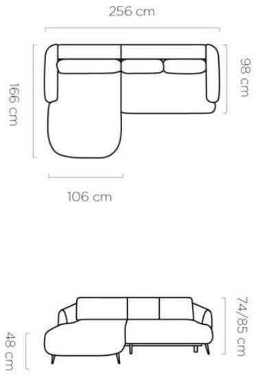 Γωνιακός καναπές Terry Mini-Gkri-Δεξιά