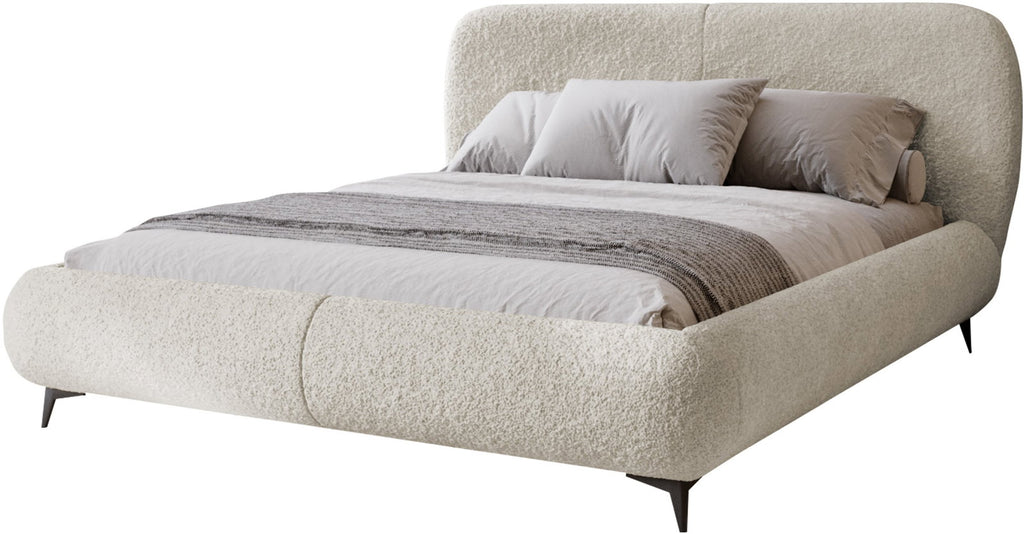 Επενδυμένο κρεβάτι Moe-Beige-160 x 200