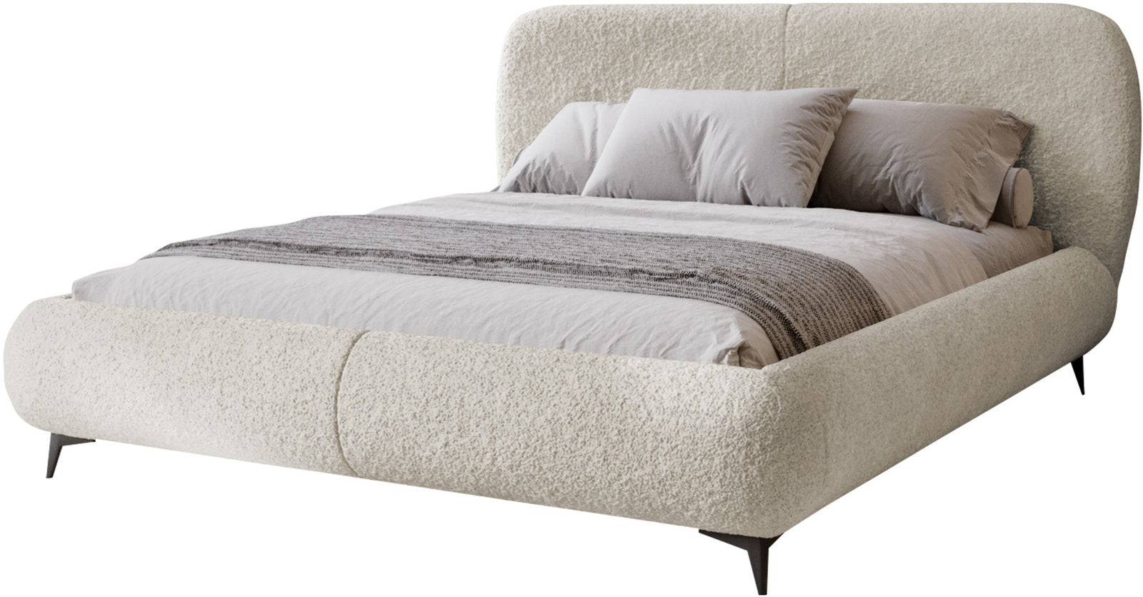 Επενδυμένο κρεβάτι Moe-Beige-160 x 200