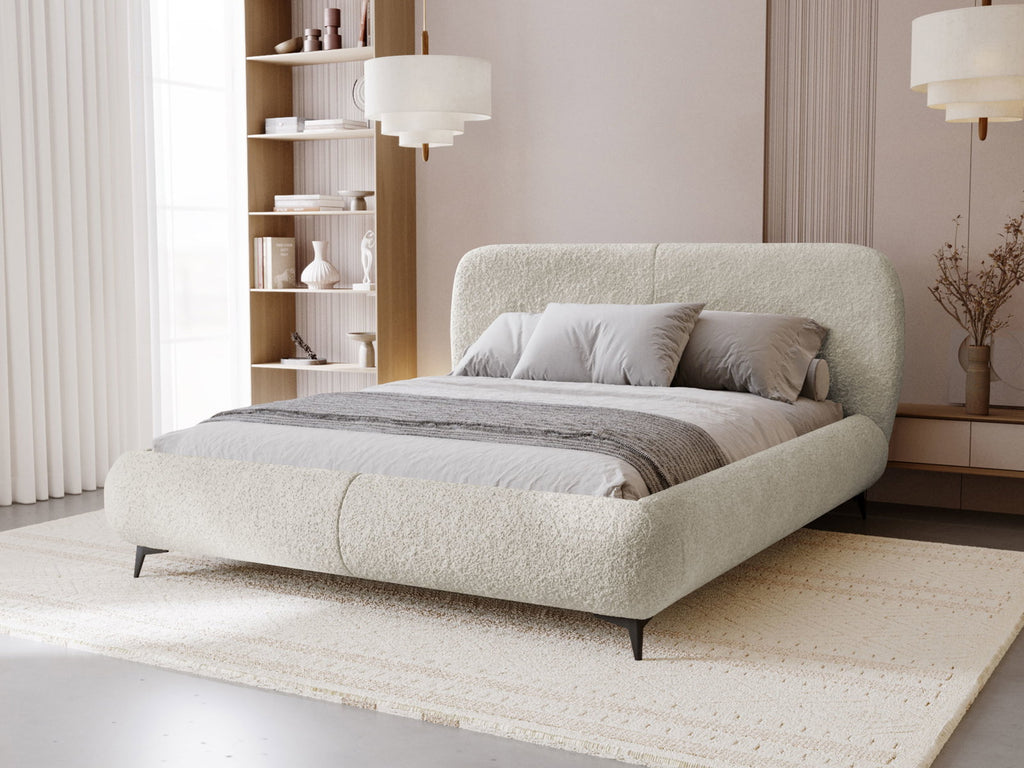 Επενδυμένο κρεβάτι Moe-Beige-160 x 200
