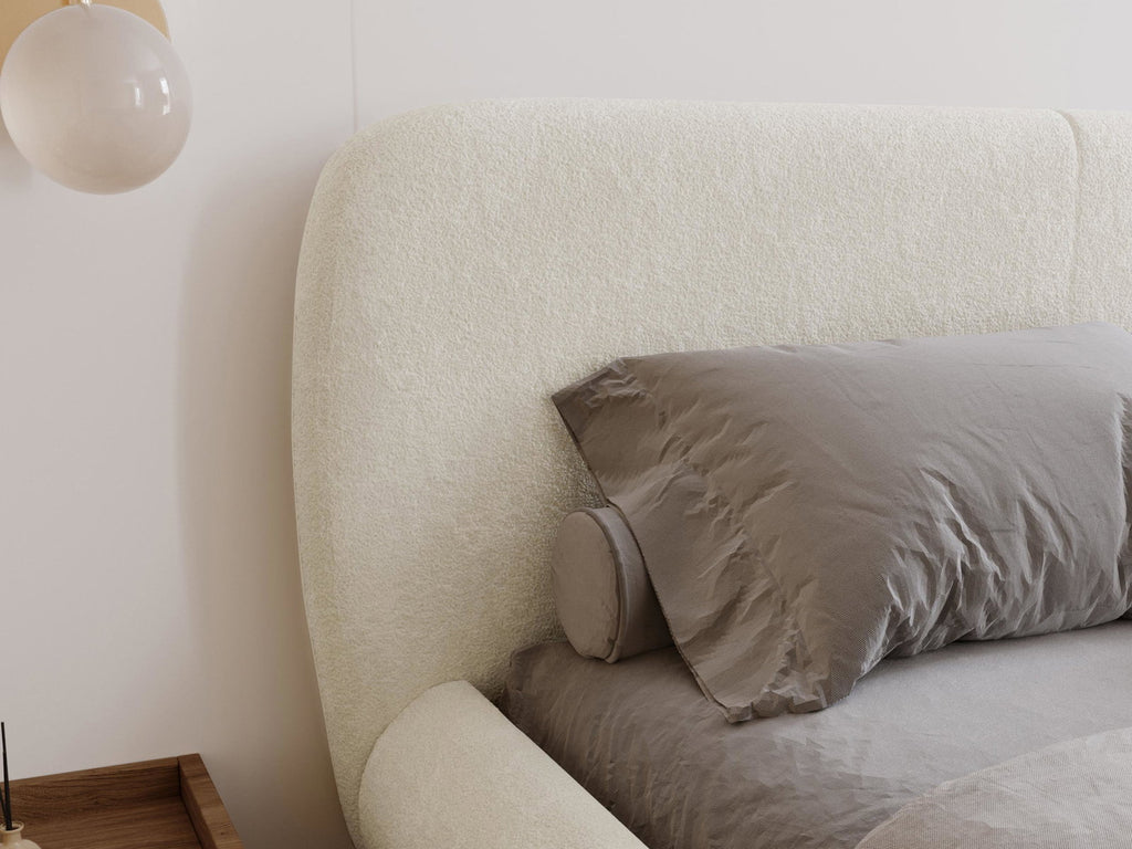 Επενδυμένο κρεβάτι Moe-Beige-160 x 200