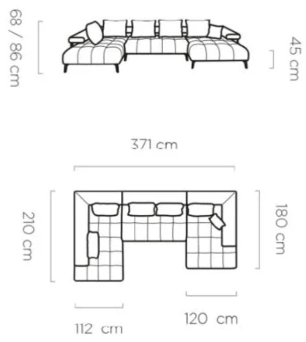 Γωνιακός καναπές Magnito Plus-Gkri-Αριστερή