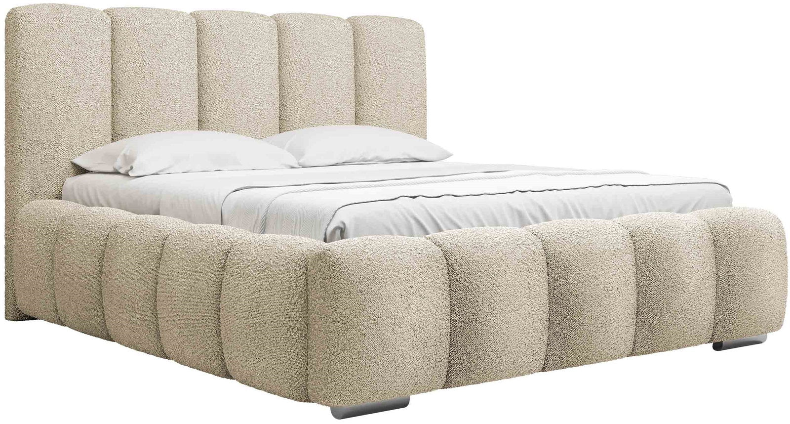 Επενδυμένο κρεβάτι Wizko-Beige-160 x 200