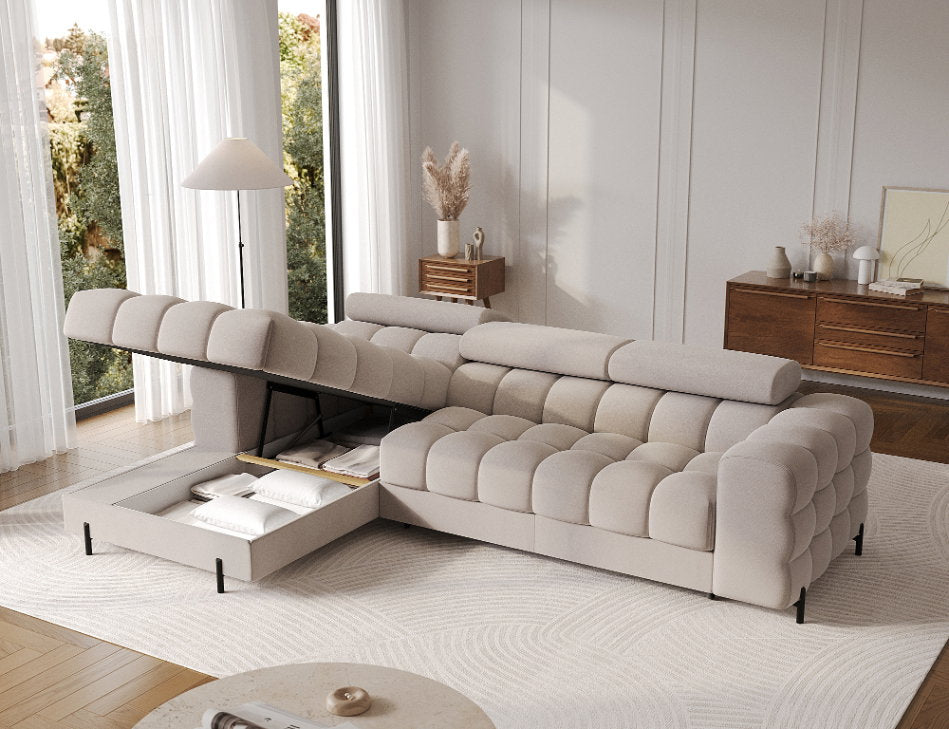Γωνιακός καναπές Freyia-Beige-Αριστερή