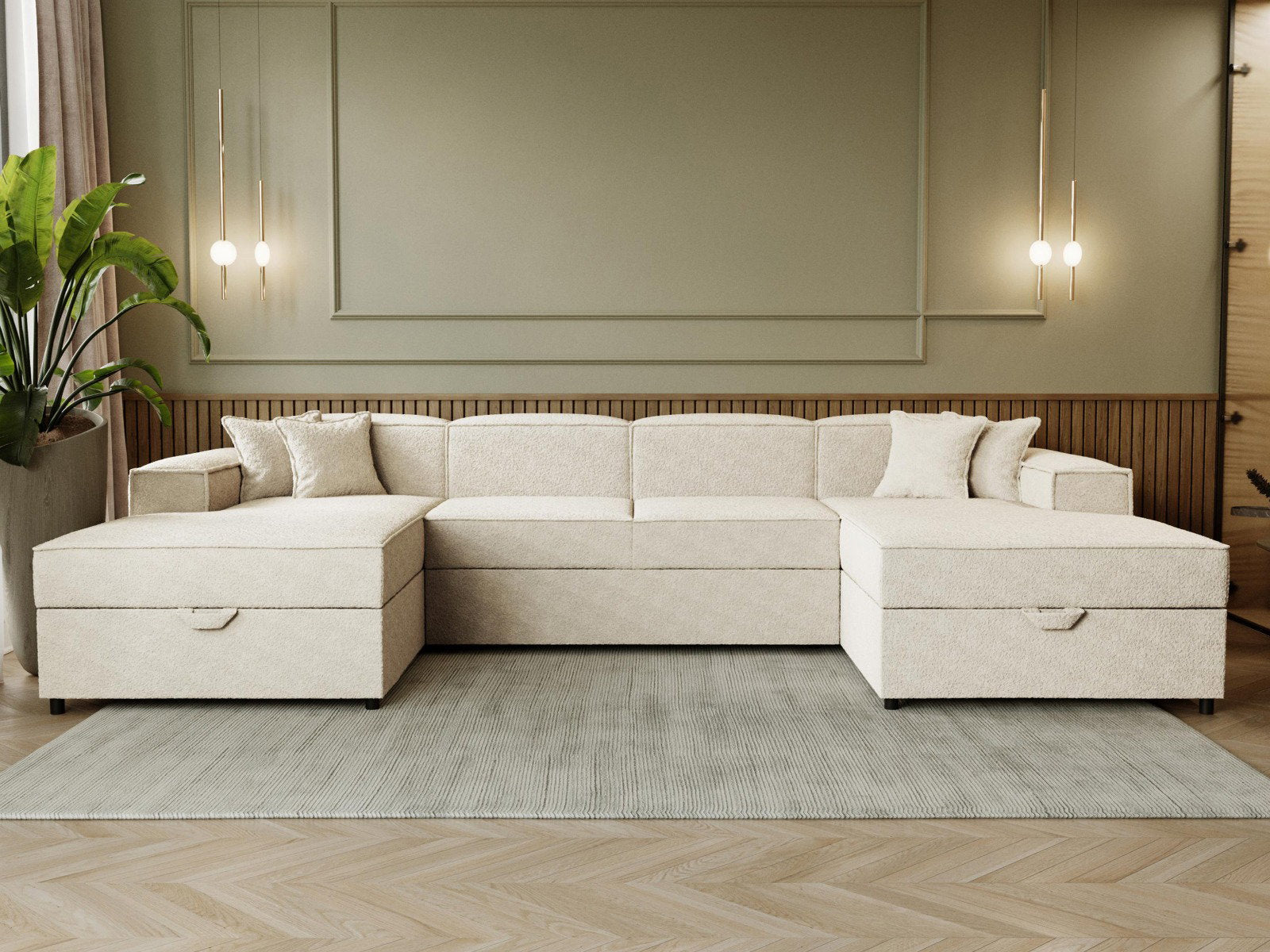 Γωνιακός καναπές Santos U-Beige