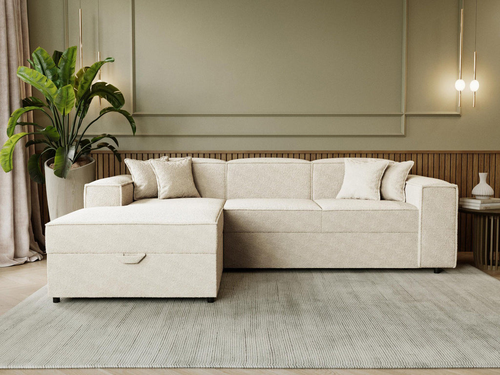 Γωνιακός καναπές Santos-Beige-Αριστερή