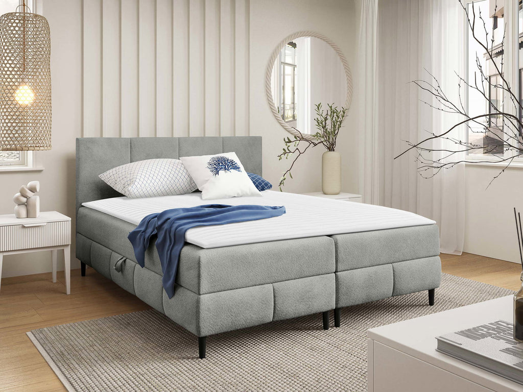 Επενδυμένο κρεβάτι Box Best II-Gkri-140 x 200