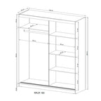 Ντουλάπα Mazoo συρόμενη-180 x 62 x 200 εκ.-Γκρι