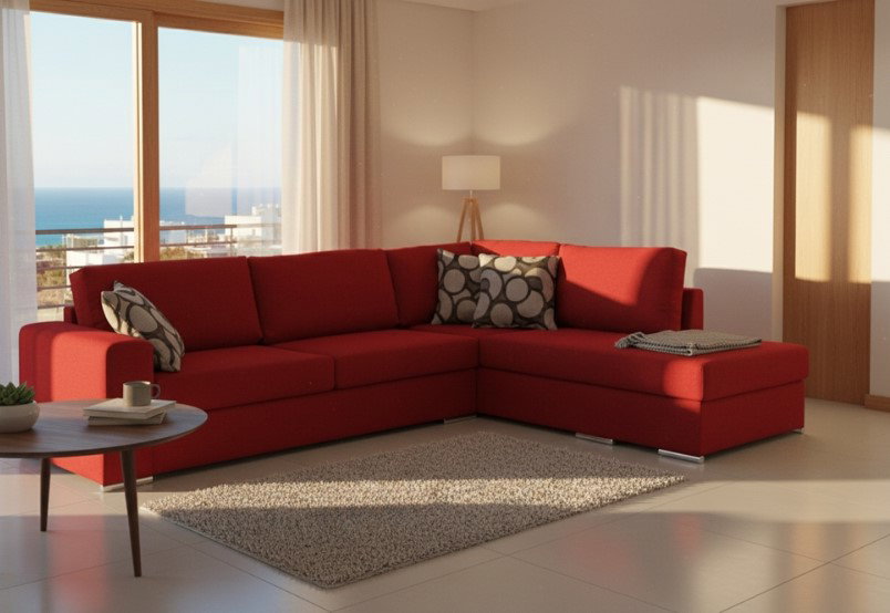 Γωνιακός καναπές Must-Αριστερή-275φ 210β εκ.-Κόκκινο