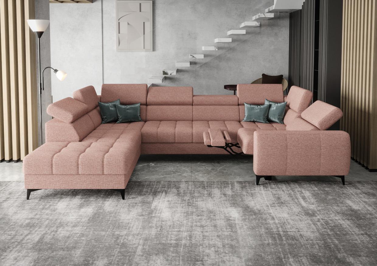 Γωνιακός καναπές Calyra Max I Relax-Σομόν-Αριστερή