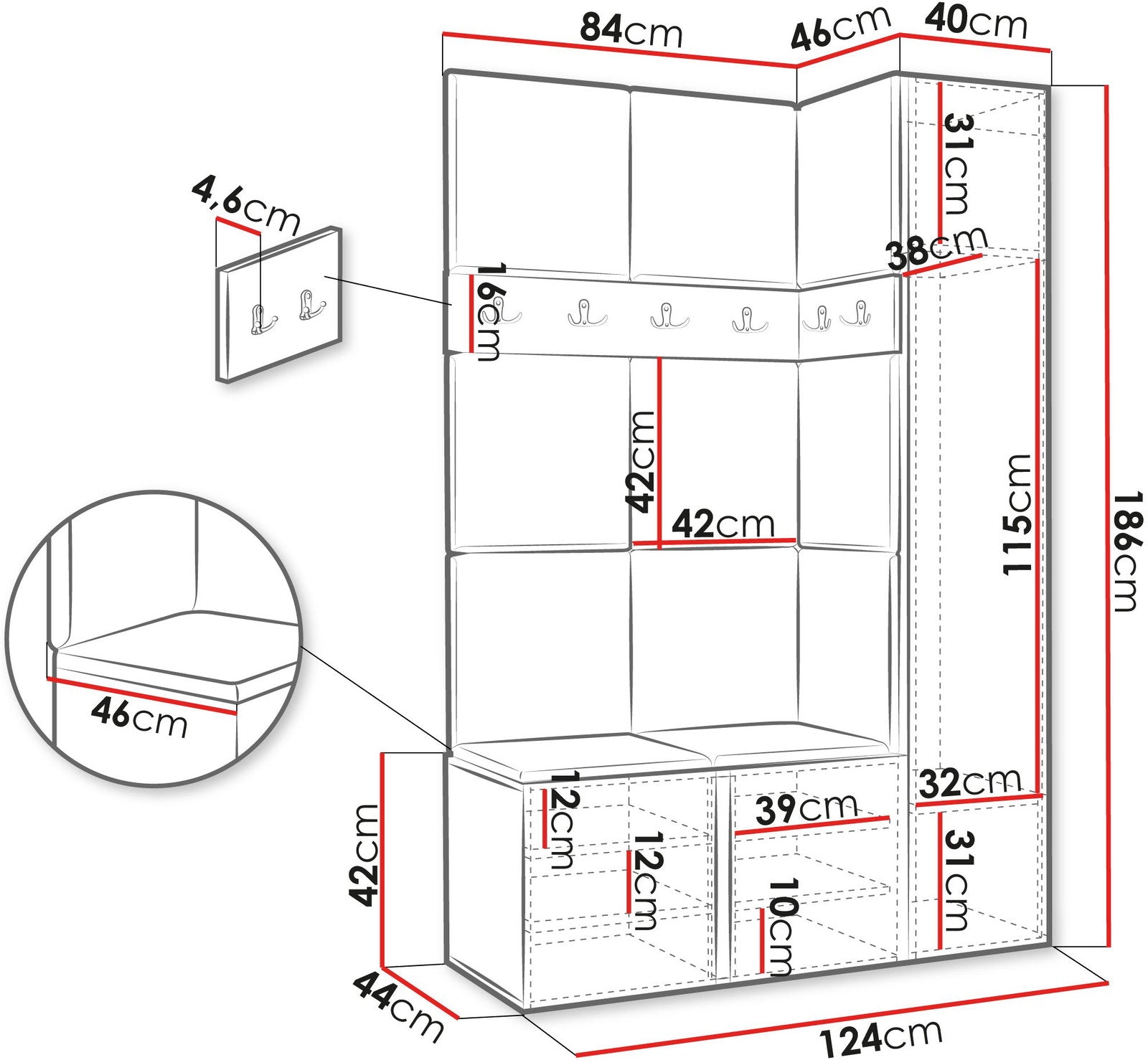 Έπιπλο υποδοχής Orion-Λευκό - Μπεζ