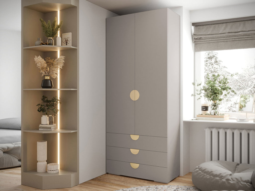 Ντουλάπα Inova IV 2D3SZ Δίφυλλη-Cashmere - Χρυσό