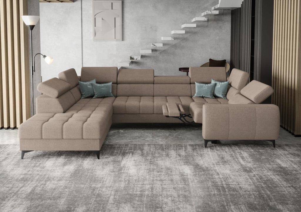 Γωνιακός καναπές Calyra Max I Relax-Καφέ Ανοιχτό-Αριστερή