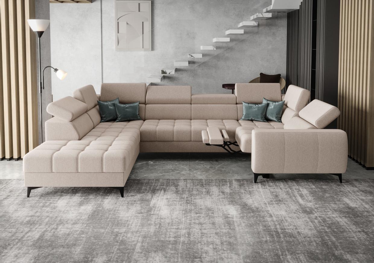 Γωνιακός καναπές Calyra Max I Relax-Μπεζ-Αριστερή