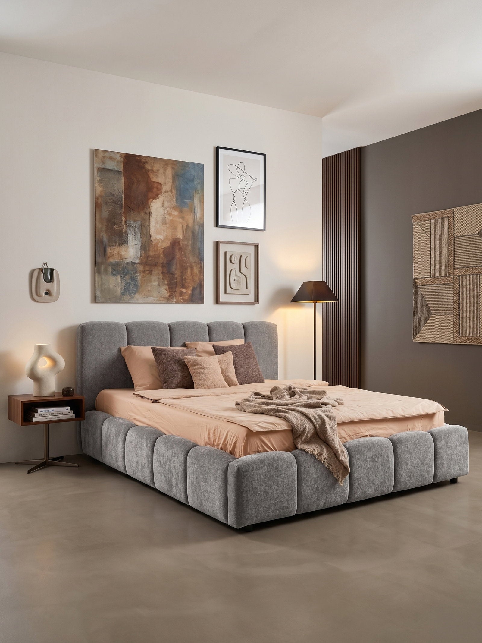 Επενδυμένο κρεβάτι  Poni-160 x 200-Γκρι σπέσιαλ