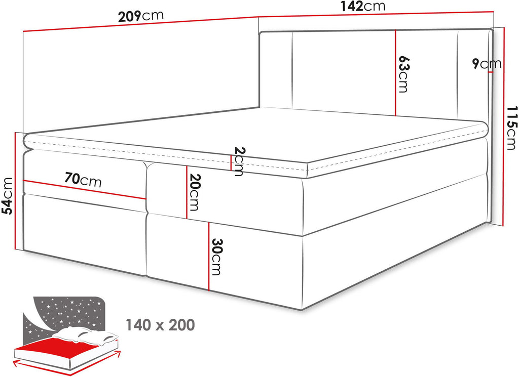 Επενδυμένο Κρεβάτι Michelle-140 x 200-Γκρι Ανοιχτό