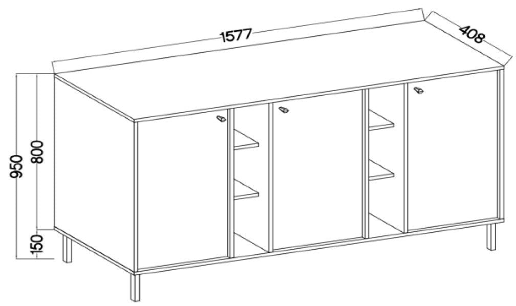Μπουφές Siera 3F Shelf-Μπεζ