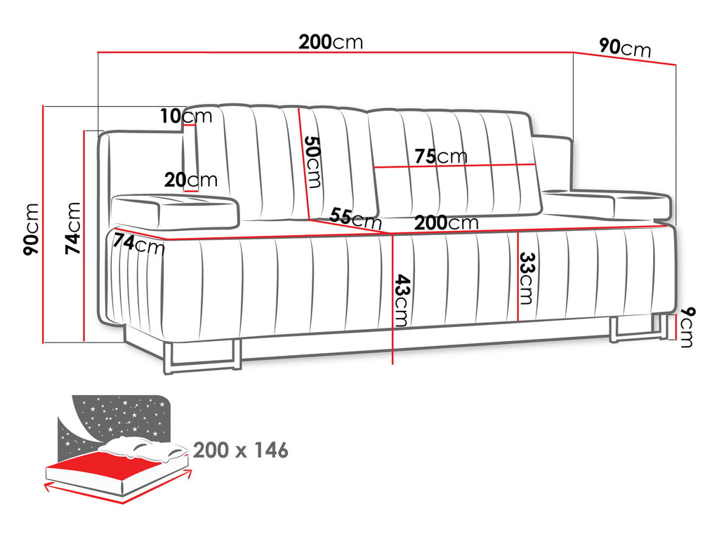 Καναπές Laguna Διθέσιος-Καφέ Ανοιχτό