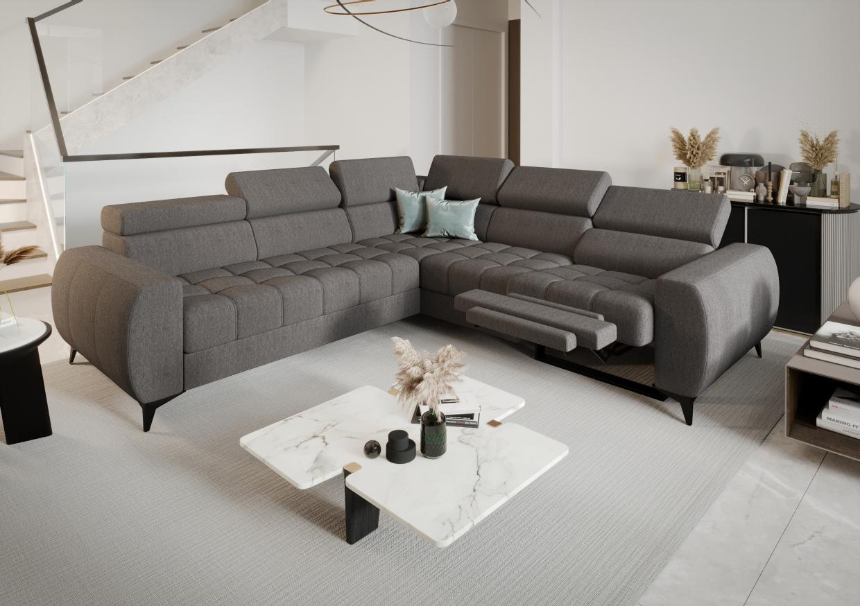 Γωνιακός καναπές Calyra II Relax-Γκρι Σκούρο-Δεξιά