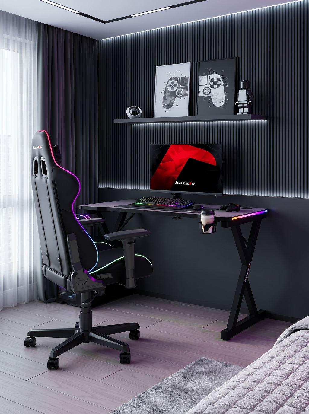 Γραφείο Gaming Hero 2.3 RGB – Μαύρο