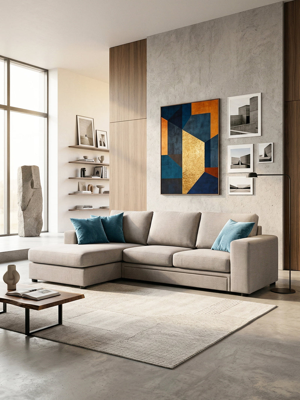 Γωνιακός καναπές Lina plus-Mpez Anoixto-265 x 170 εκ.-Δεξιά