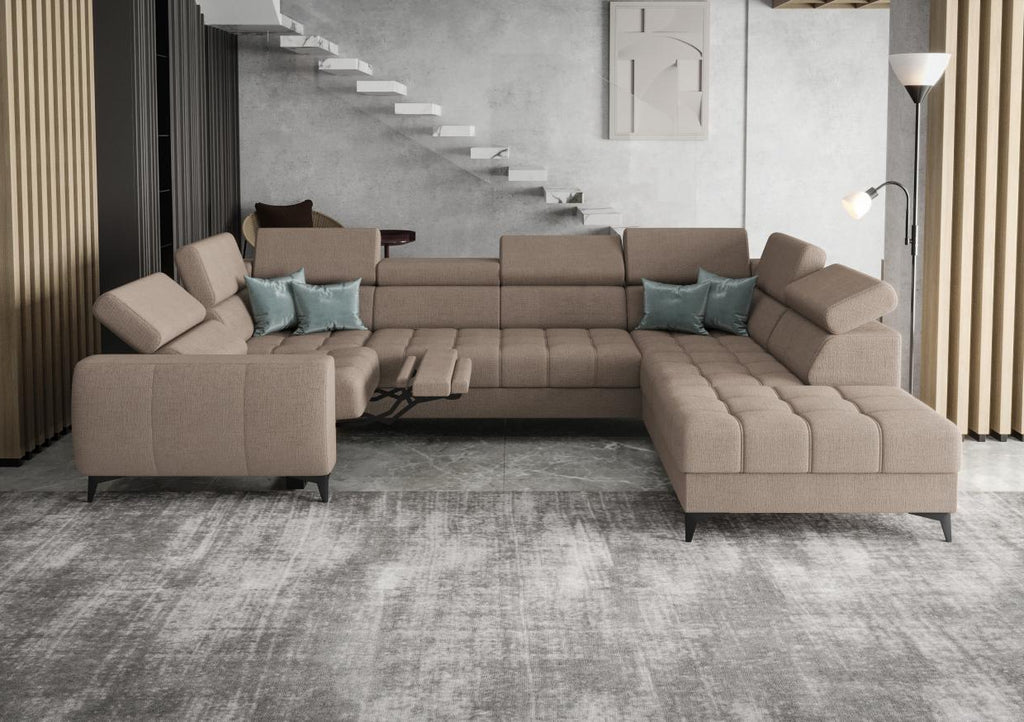 Γωνιακός καναπές Calyra Max I Relax-Καφέ Ανοιχτό-Δεξιά