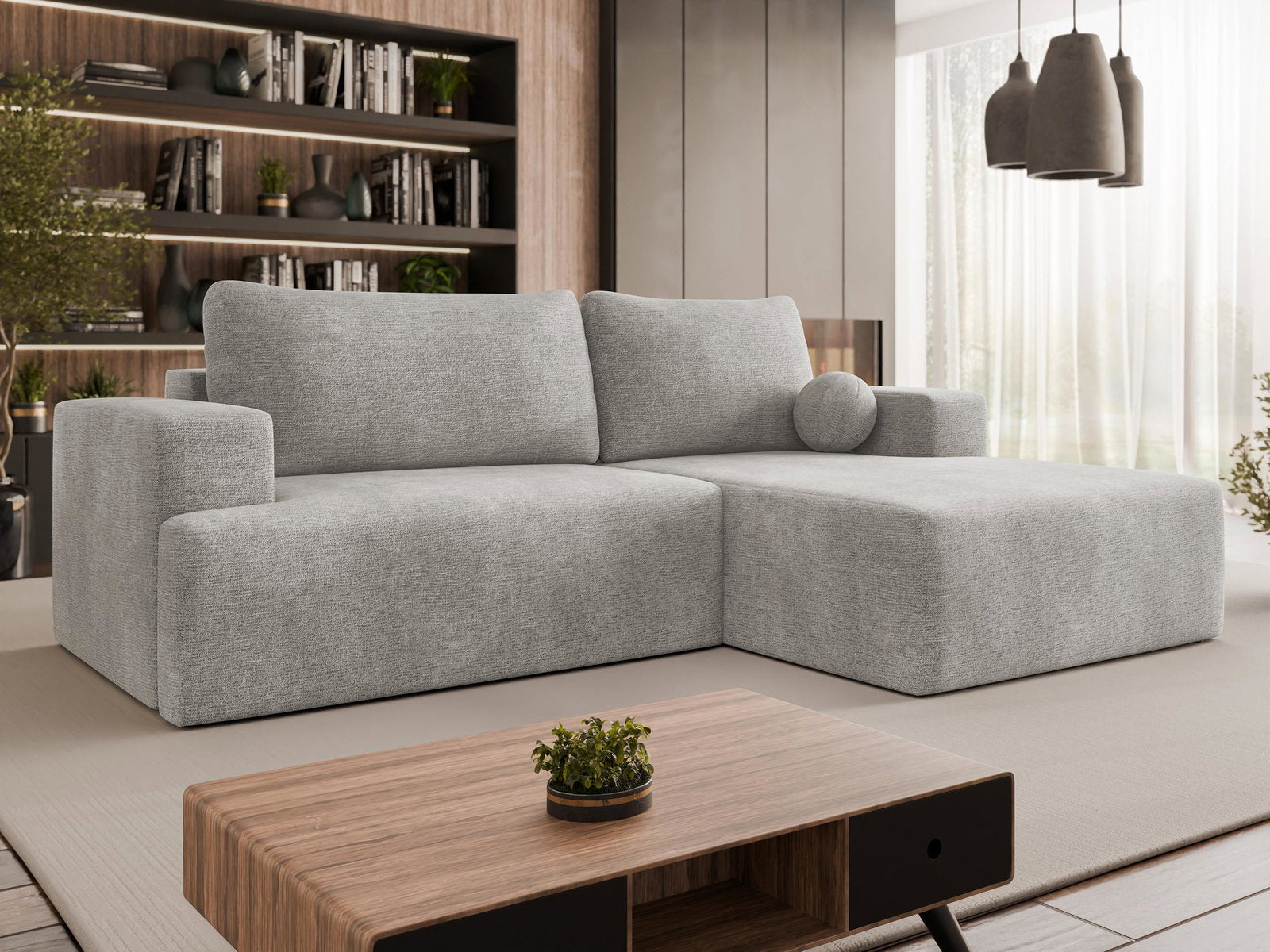 Γωνιακός καναπές Mivo-Silver Gray-Δεξιά