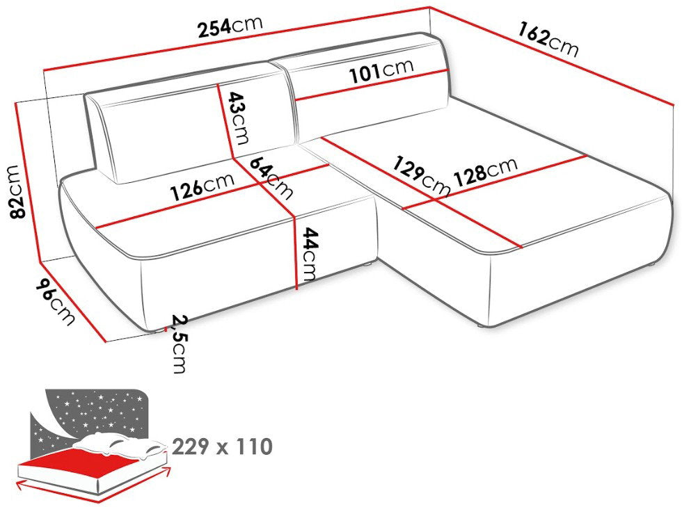 Γωνιακός Καναπές Zuno-Δεξιά-Μπεζ