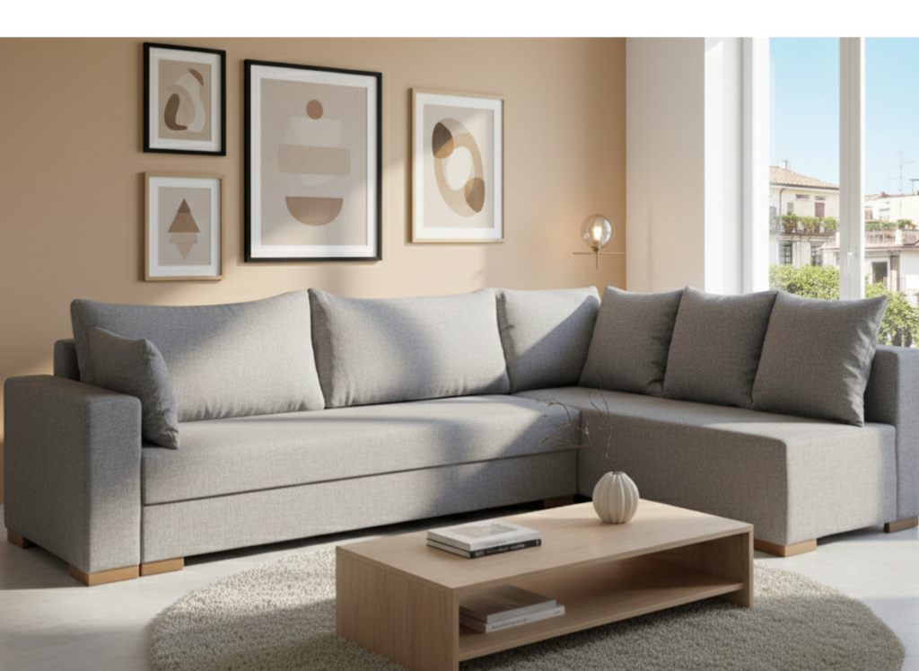 Γωνιακός καναπές Trendy-Αριστερή-285φ 185β εκ.-Γκρι Anoixto