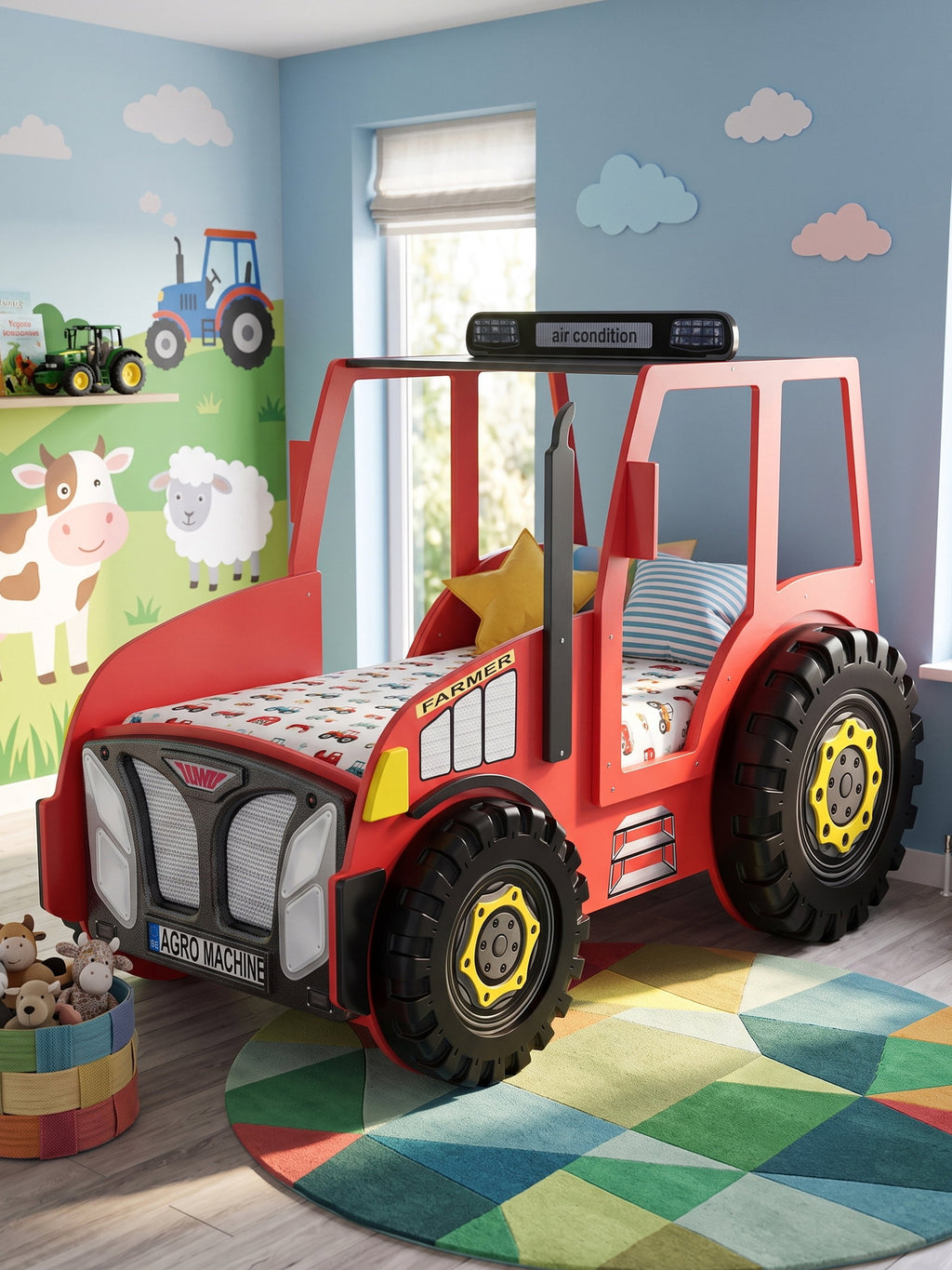 Παιδικό Κρεβάτι Tractor-Kokkino