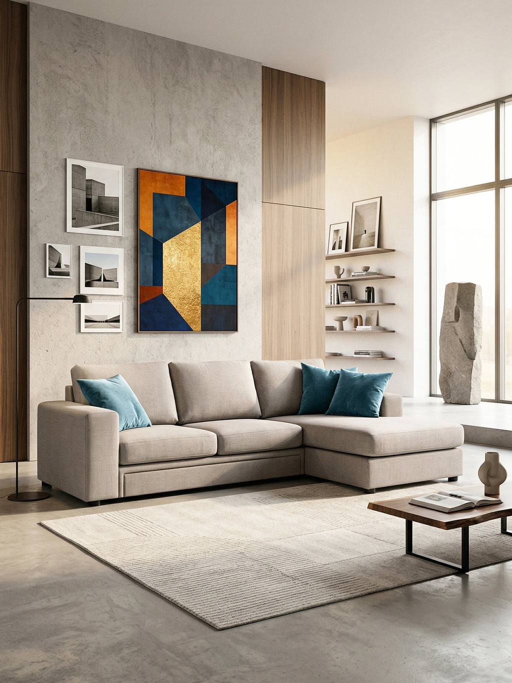 Γωνιακός καναπές Lina plus-Mpez Anoixto-265 x 170 εκ.-Αριστερή