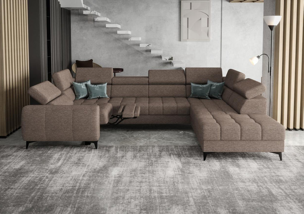 Γωνιακός καναπές Calyra Max I Relax-Καφέ-Δεξιά