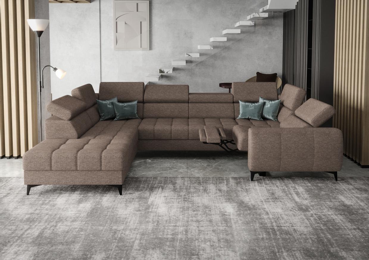 Γωνιακός καναπές Calyra Max I Relax-Καφέ-Δεξιά