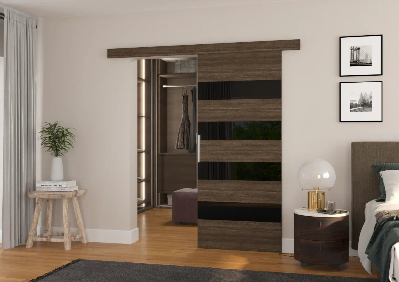 Συρόμενη πόρτα Zebra-Βέγγε - Μαύρο-86 x 205 εκ.